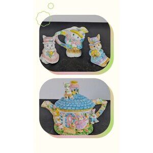 Mercuries Easter Bunny Set - Tea Pot, Salt & Pepper and Creamer Vintage 1994